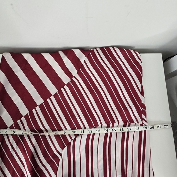 NWT By Anthropologie Satin Asymmetrical Slip Midi Dress Red/White Stripe L - Picture 10 of 15
